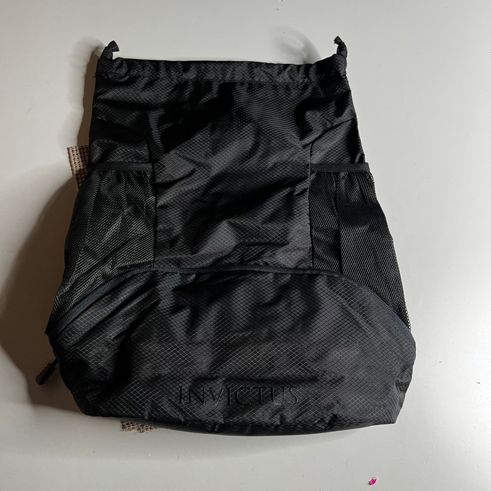 Paco Rabanne Invictus Black Ripstop Drawstring Backpack Gym Bag Rabanne Logo